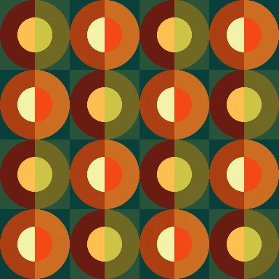 Retro Split Circle Checkered Seamless Pattern in Moss & Burnt Orange | Free Geometric Surface Design