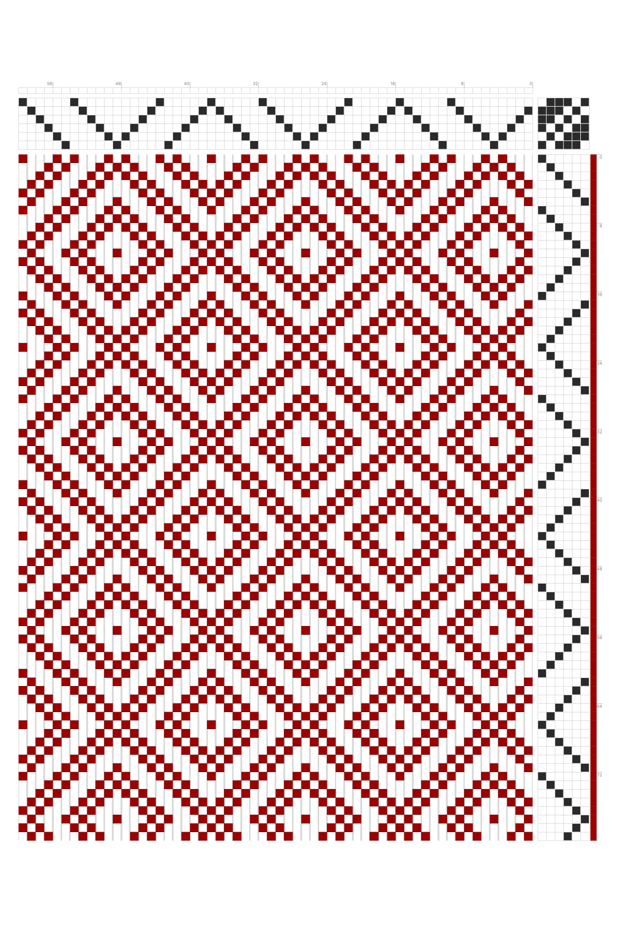 Open Diamond Window Weaving Draft in Oxblood & White | 6-Shaft 6-Treadle Dobby Loom Pattern
