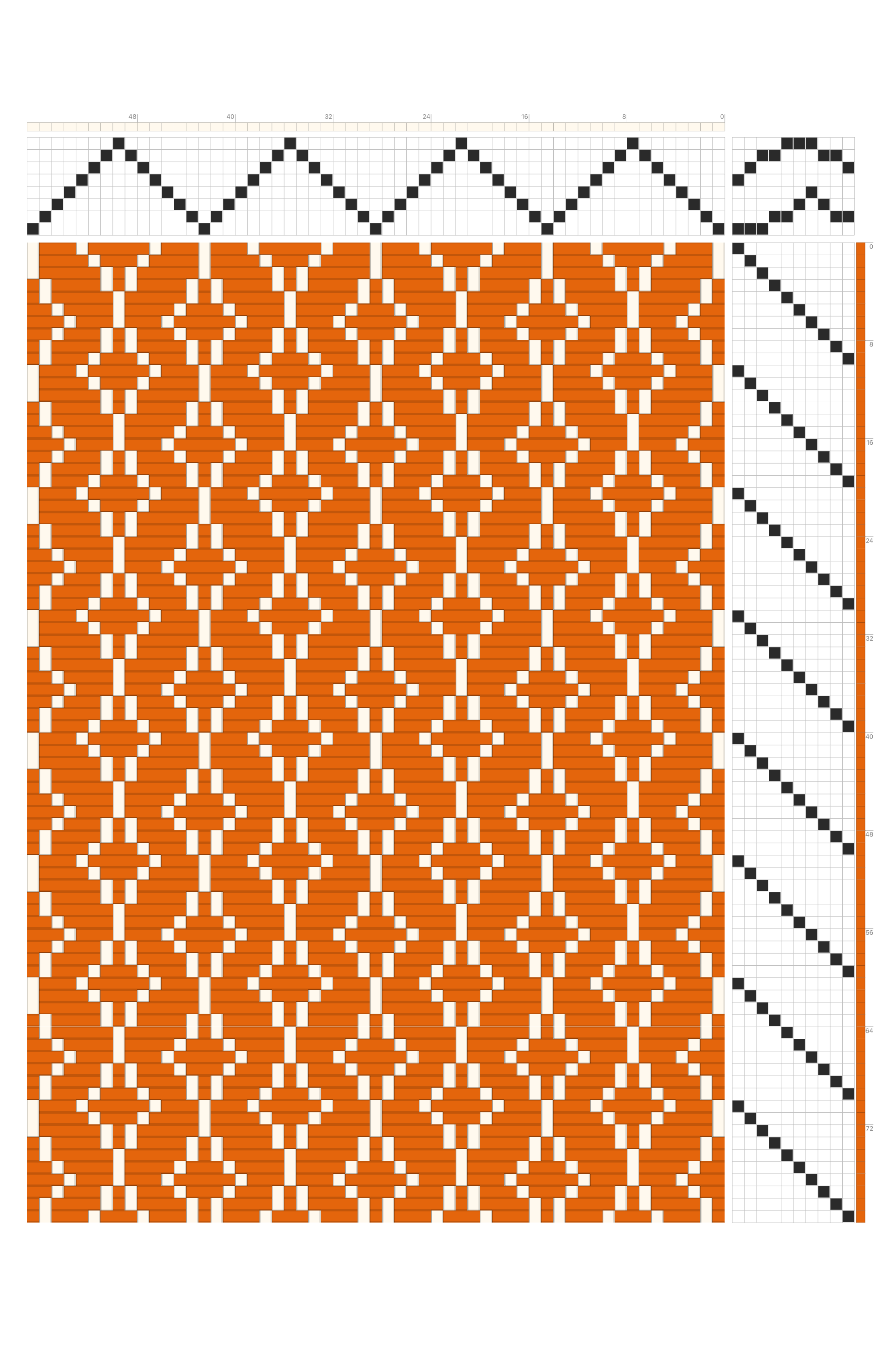 Strands of Stars Weaving Draft in Burnt Orange & Cream | 8-Shaft 10-Treadle Dobby Loom Pattern