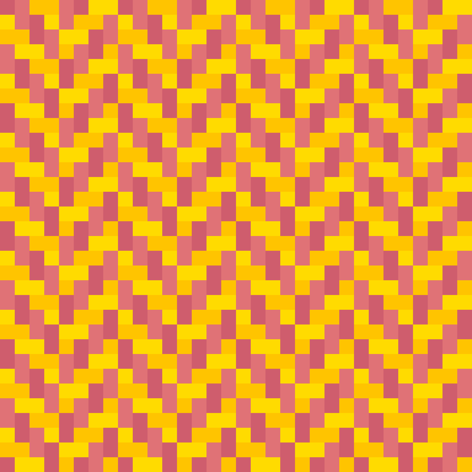 Retro Pixel Chevron Herringbone Warp Pattern in Marigold & Rose | Free Geometric Surface Design