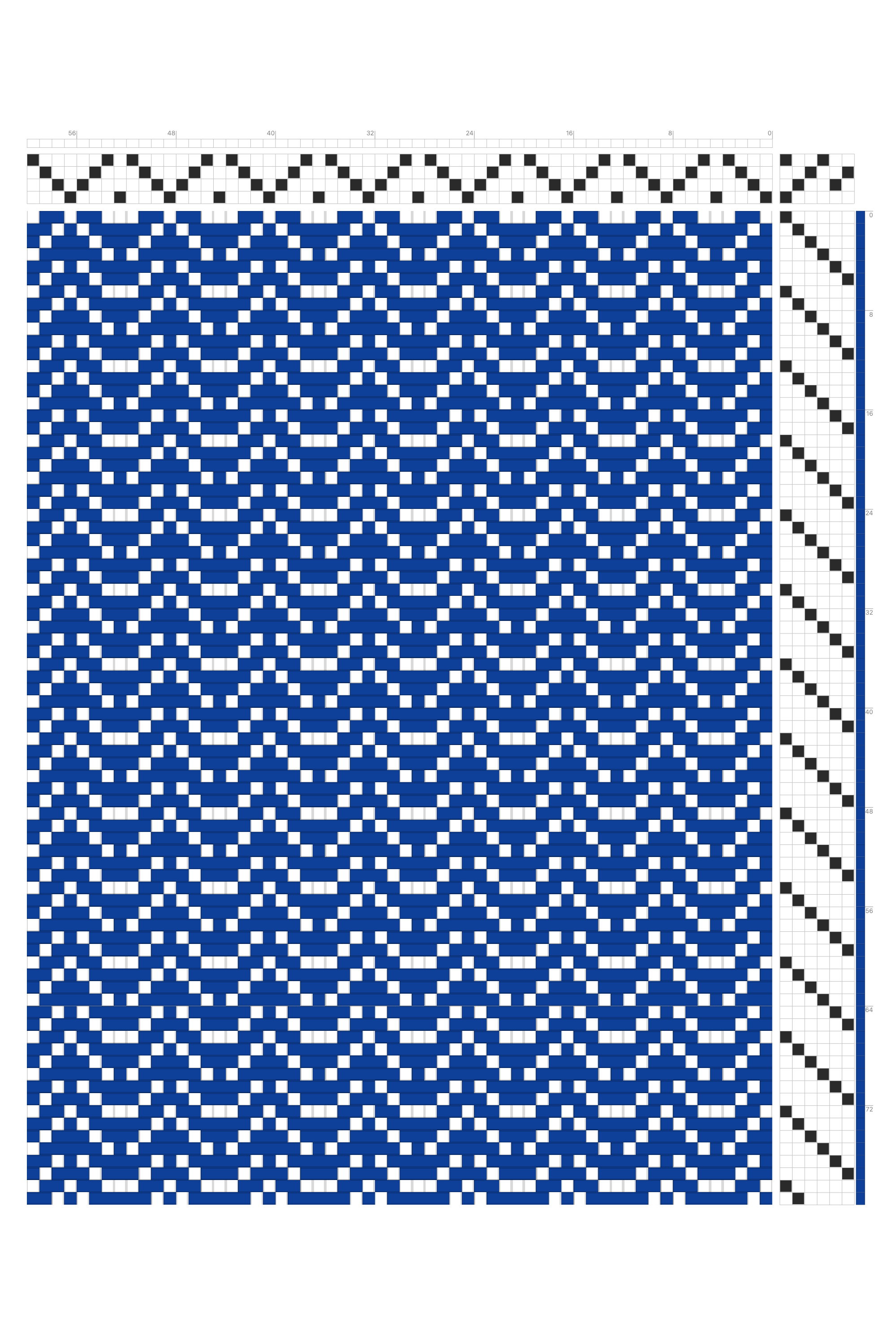 Swooping Scallop Weaving Draft in Cobalt & White | 4-Shaft 6-Treadle Loom Pattern