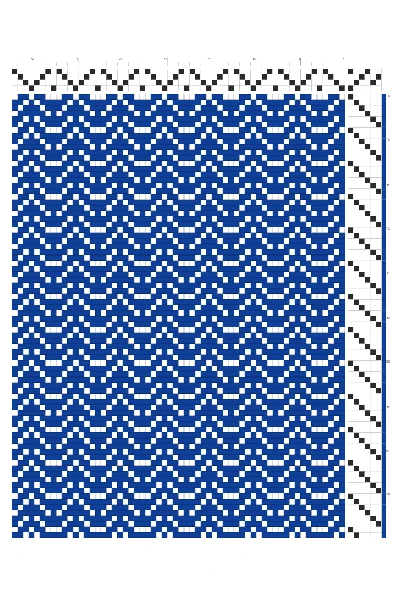 Swooping Scallop Weaving Draft in Cobalt & White | 4-Shaft 6-Treadle Loom Pattern