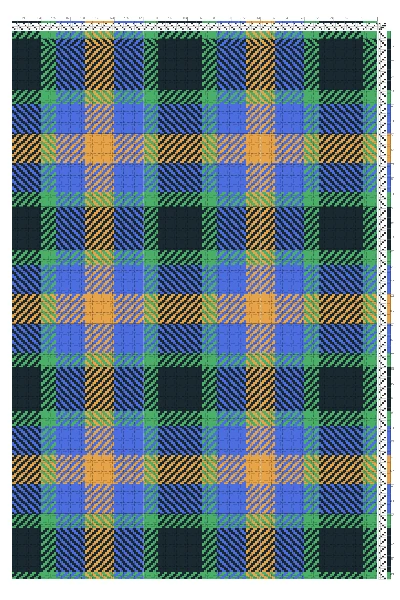 Turned Twill Tartan Weaving Draft in Cobalt, Marigold & Forest Green | 4-Shaft 4-Treadle Pattern
