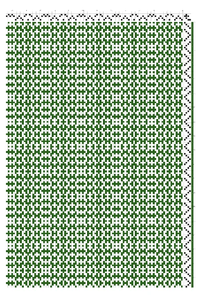 Bold Cross Ribbed Stripes Weaving Draft in Forest Green & White | 4-Shaft 4-Treadle Loom Pattern