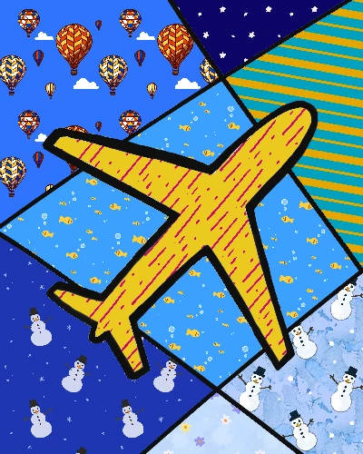 Pop Art Airplane Sky Poster