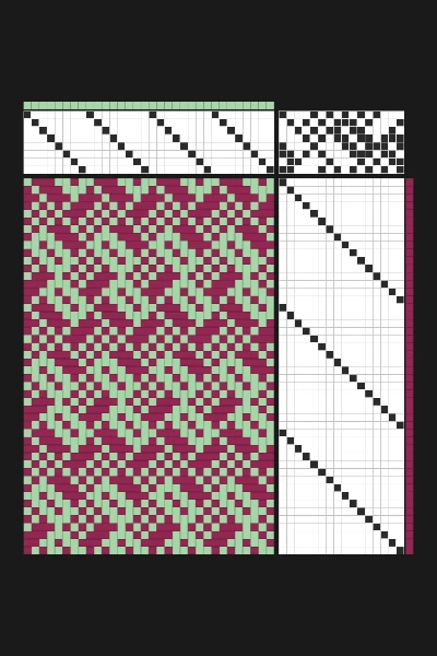 Brick Weave Dobby Loom Draft in Cranberry & Sage | Free Geometric Textile Pattern
