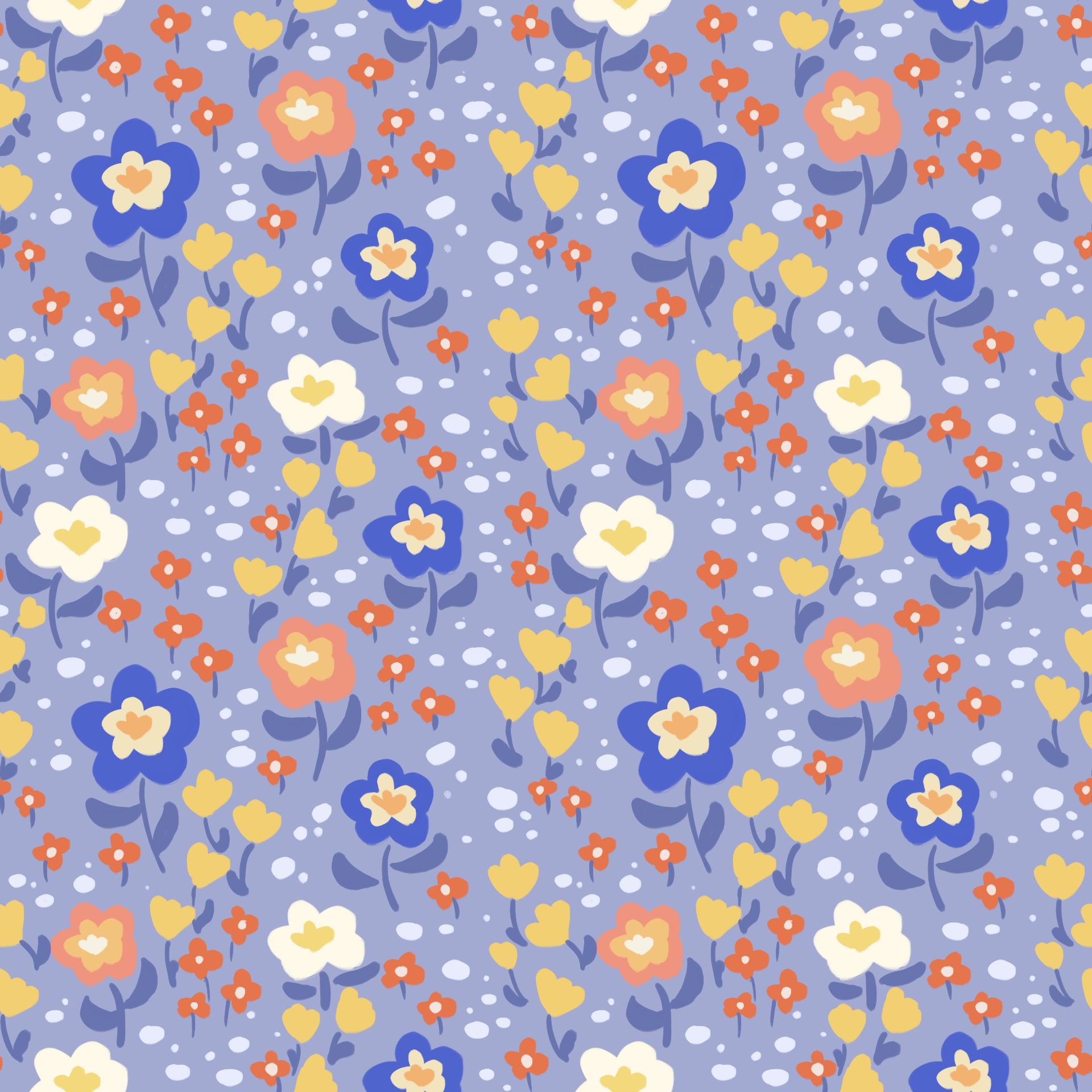 Sweet Cottage Floral Seamless Pattern