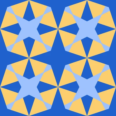 Retro Octagonal Star Tile Seamless Pattern Blue & Gold