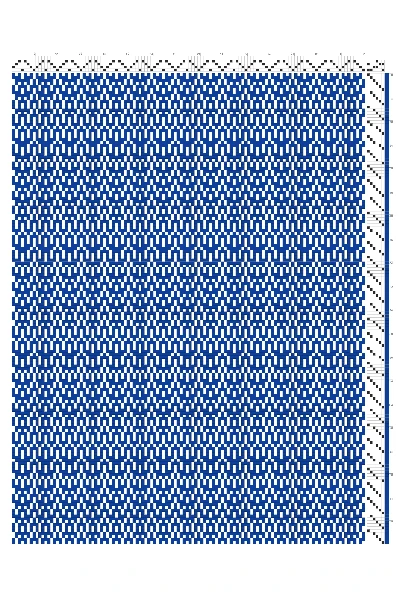 Cascading Advancing Rosepath Weaving Draft in Cobalt & White | 4-Shaft 6-Treadle Loom Pattern