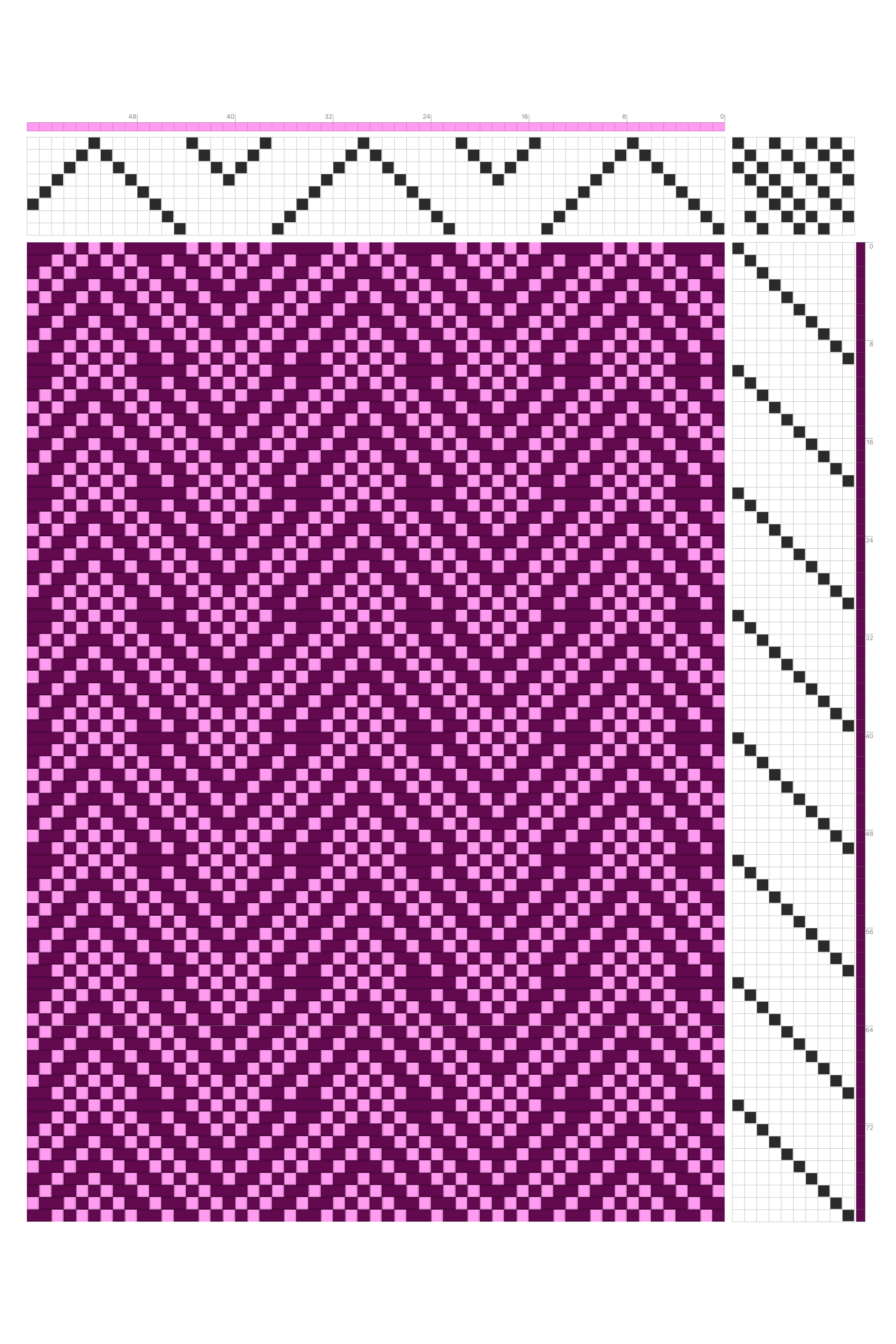 Long Pixel Chevron Weaving Draft in Plum & Pink | 8-Shaft 10-Treadle Dobby Loom Pattern