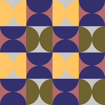 Retro Circle Muted Tile Seamless Pattern