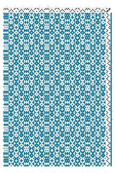 Vertical Crackle Bands Striped Weaving Draft in Cerulean & White | 4-Shaft 4-Treadle Loom Pattern