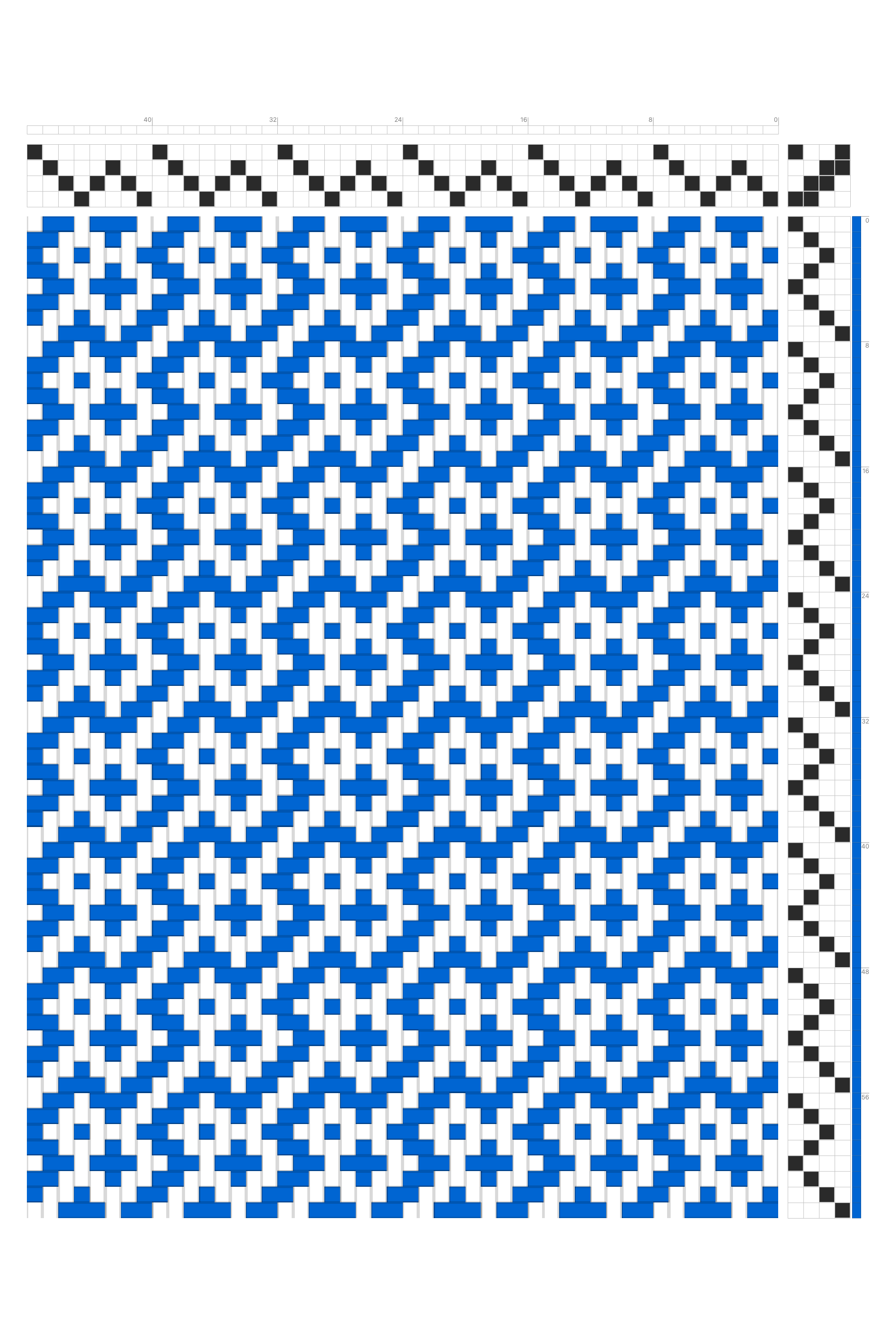 Rectangular Zigzag Weaving Draft in Cobalt & White | 4-Shaft 4-Treadle Dobby Loom Pattern
