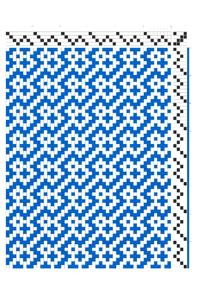 Rectangular Zigzag Weaving Draft in Cobalt & White | 4-Shaft 4-Treadle Dobby Loom Pattern