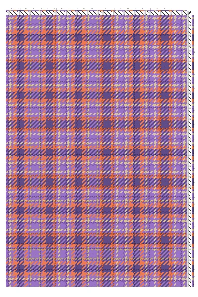 Bold Twill Plaid Weaving Draft in Tangerine, Mauve, & Wisteria | 4-Shaft 4-Treadle Loom Pattern