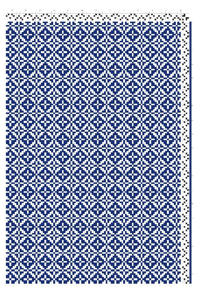 Alternating Diamond Cross Grid Weaving Draft in Cobalt & Ivory | 4-Shaft 4-Treadle Loom Pattern