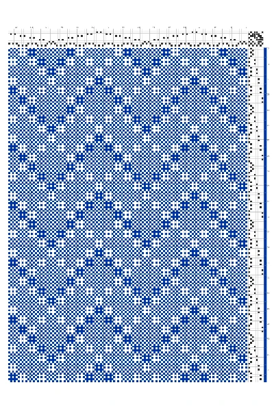 Chevron & Diagonal Grid Huck Lace Weaving Draft in Cobalt & White | 6-Shaft 6-Treadle Loom Pattern