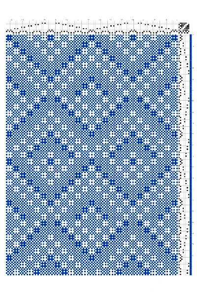 Directional Arrow Squares Huck Lace Weaving Draft in Cobalt & White | 6-Shaft 6-Treadle Loom Pattern
