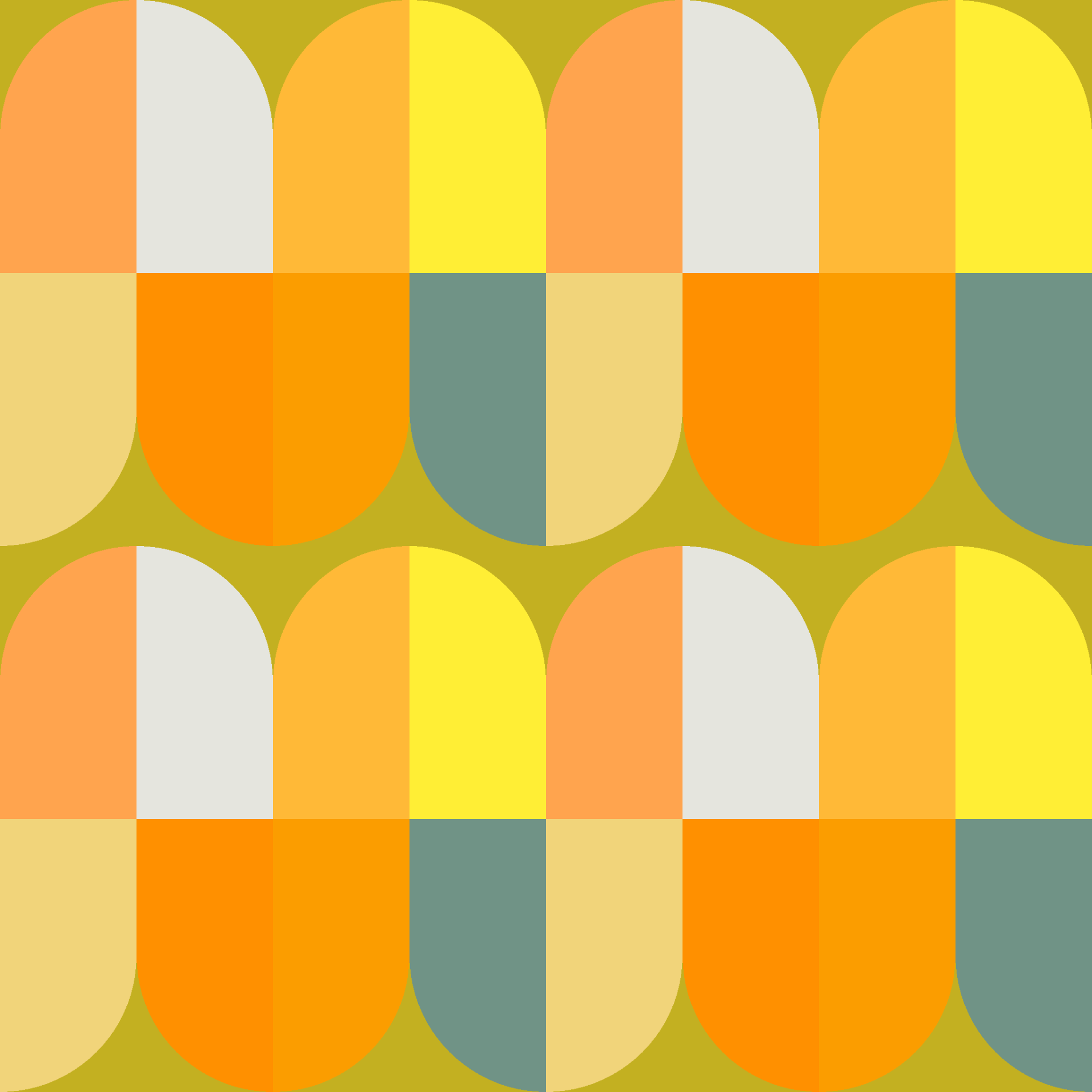 Modern Wiggly Mod Tile Rows Seamless Pattern in Citrus & Olive | Bold Geometric Design