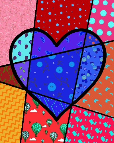 Pop Art Heart Pattern Collage