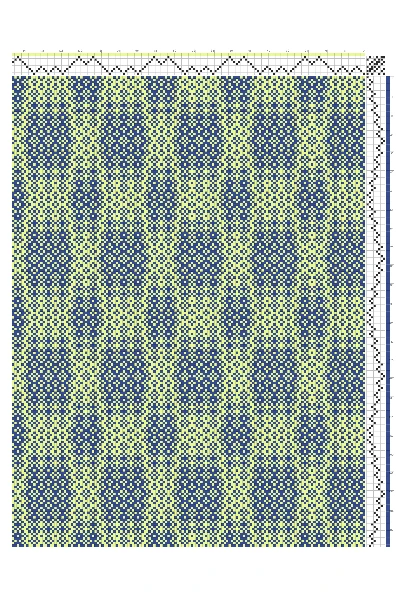 Crackle Weave Stretched Checkers Draft in Navy & Chartreuse | 8-Shaft 8-Treadle Dobby Loom Pattern