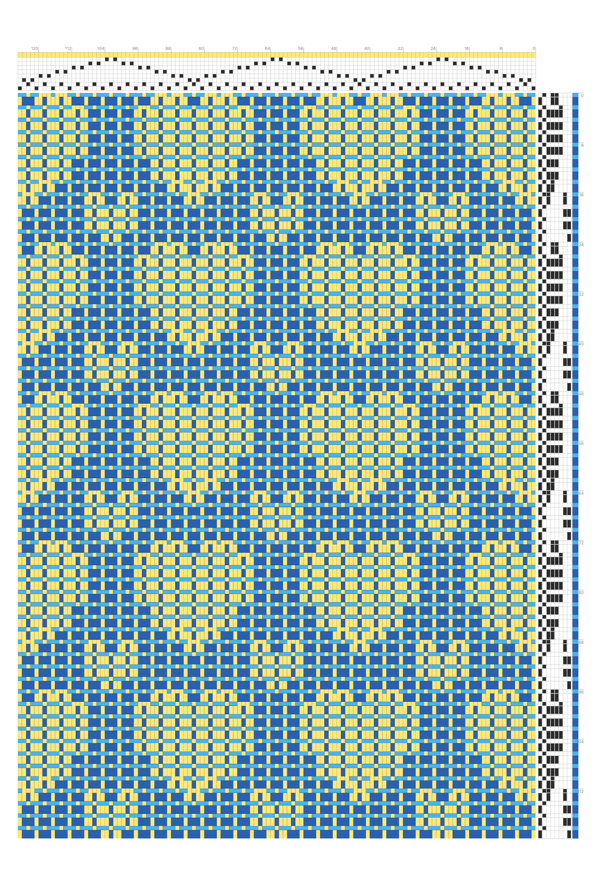 Summer & Winter Heart Weaving Draft in Cobalt & Golden Yellow | 8-Shaft 8-Treadle Loom Pattern