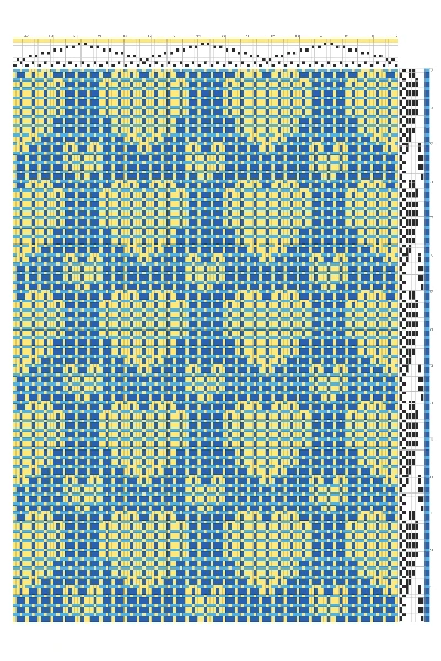 Summer & Winter Heart Weaving Draft in Cobalt & Golden Yellow | 8-Shaft 8-Treadle Loom Pattern