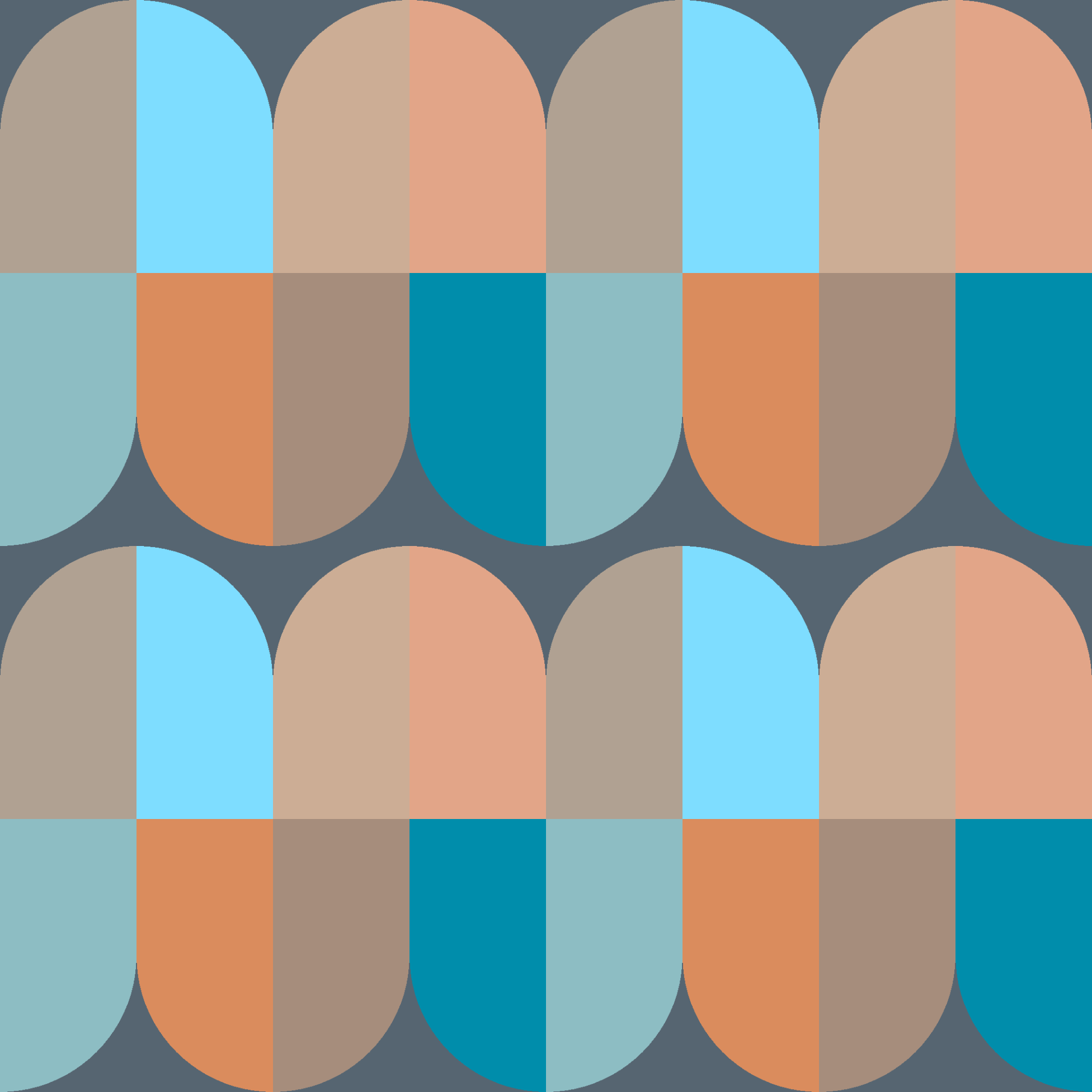 Modern Wiggly Mod Tile Rows Seamless Pattern in Sky Blue & Terracotta | Bold Geometric Design