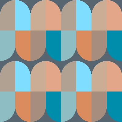 Modern Wiggly Mod Tile Rows Seamless Pattern in Sky Blue & Terracotta | Bold Geometric Design