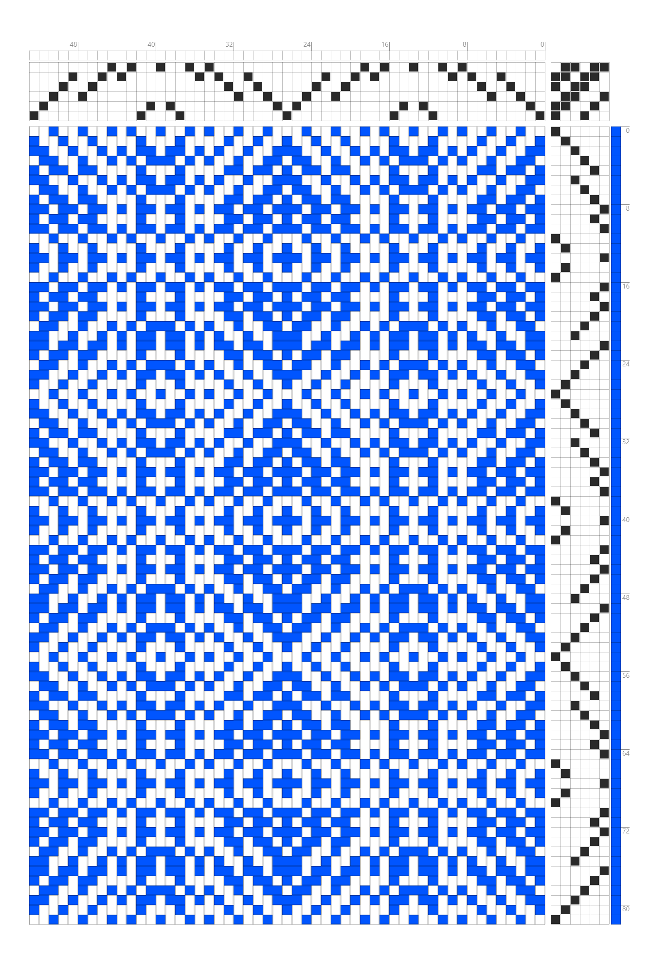 iamond Tracery Weaving Draft in Azure Blue & White | 6-Shaft 6-Treadle Dobby Loom Pattern