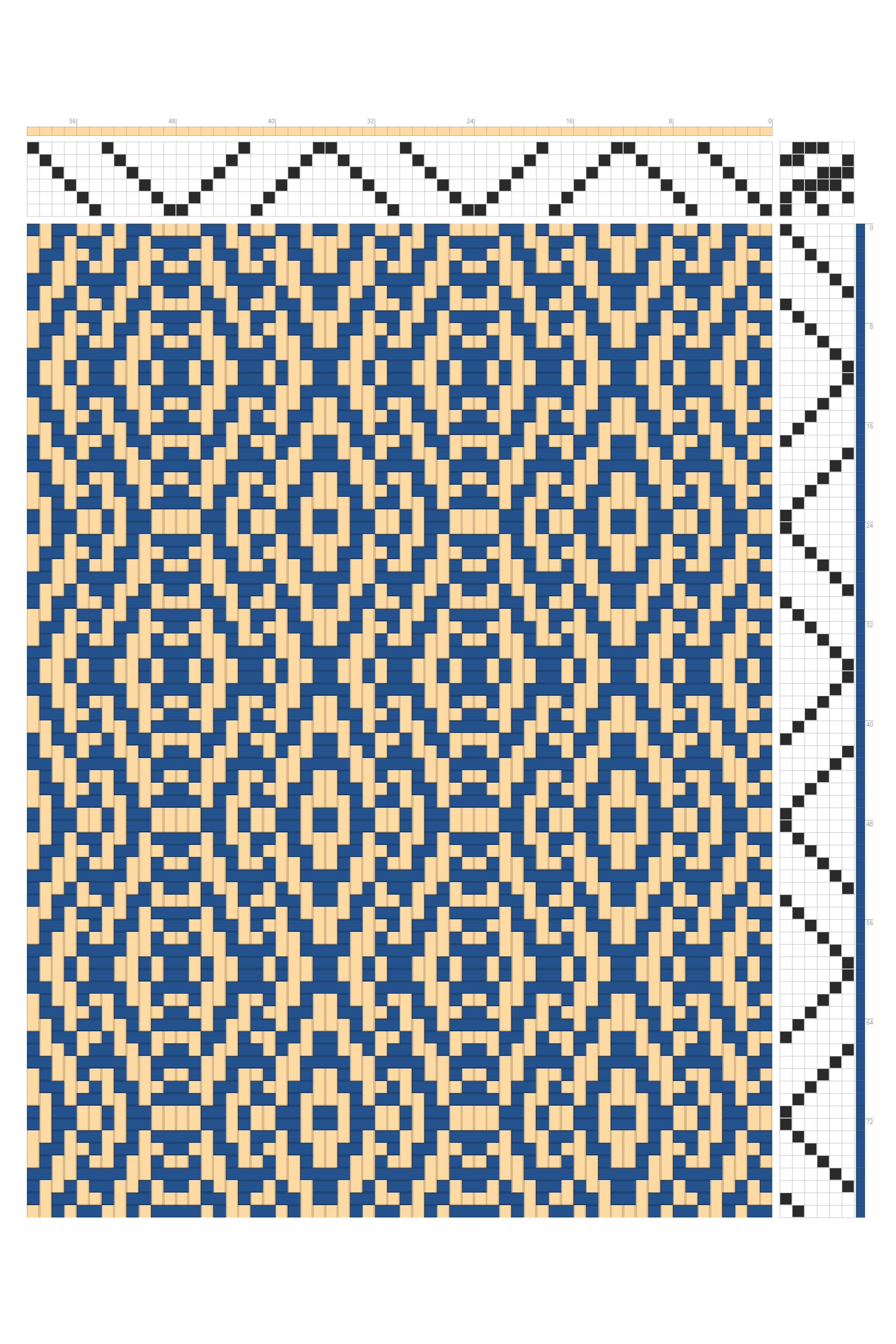 Ornate Diamond Tile Weaving Draft in Cobalt & Gold | 6-Shaft 6-Treadle Dobby Loom Pattern