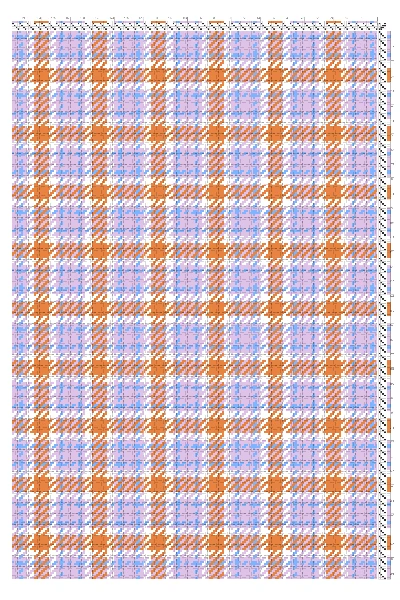 Plaid 2/2 Twill Weaving Draft in Tangerine, Periwinkle & Blush | 4-Shaft 4-Treadle Loom Pattern