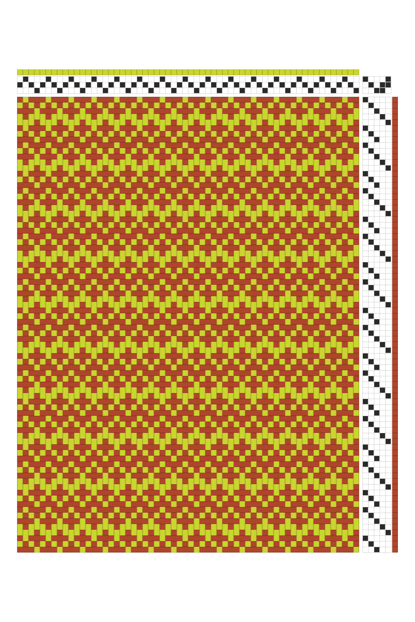 Advancing Wave Twill Weaving Draft in Brick & Hay | 3-Shaft 5-Treadle Dobby Loom Pattern