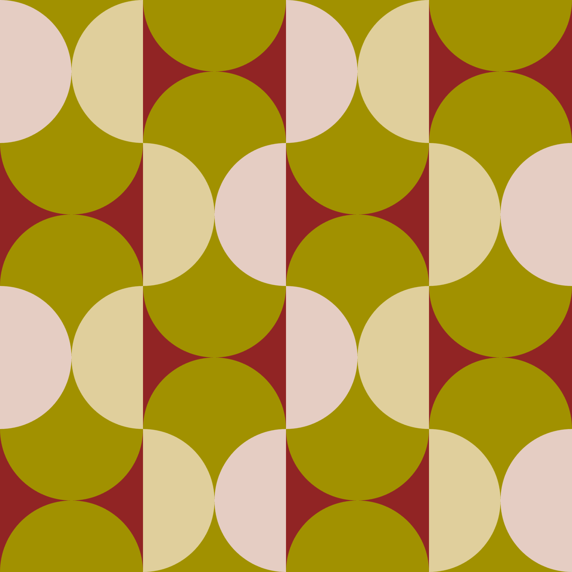 Retro Ginkgo Scallop Tile Seamless Pattern in Olive & Crimson | Free Geometric Surface Design
