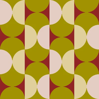 Retro Ginkgo Scallop Tile Seamless Pattern in Olive & Crimson | Free Geometric Surface Design