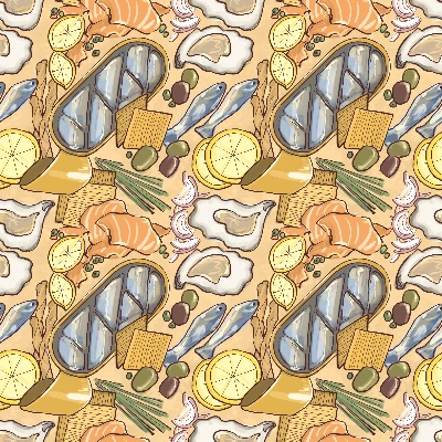 Seamless Seafood Charcuterie Pattern
