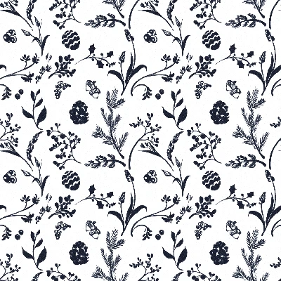 Holly, Pine, Berry & Evergreen Seamless Pattern 