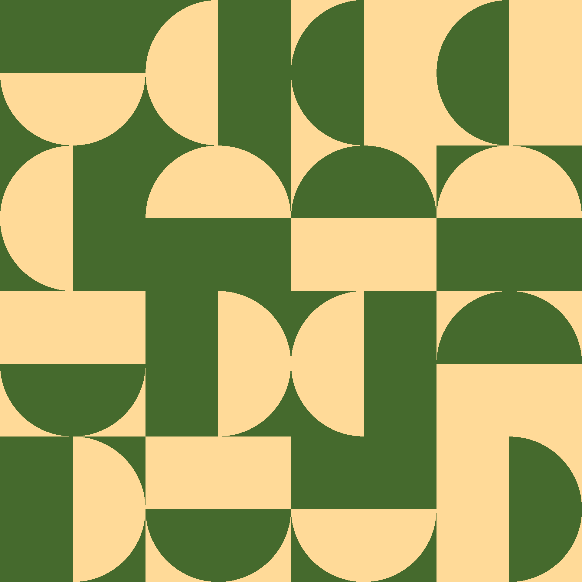 Retro Bauhaus Half-Circle Block Seamless Pattern in Forest & Sand | Free Geometric Surface Design