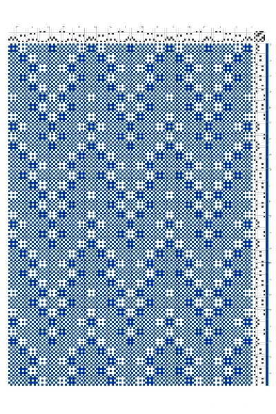 Cascading Crackle Chevron Huck Lace Weaving Draft in Cobalt & White | 6-Shaft 6-Treadle Loom Pattern