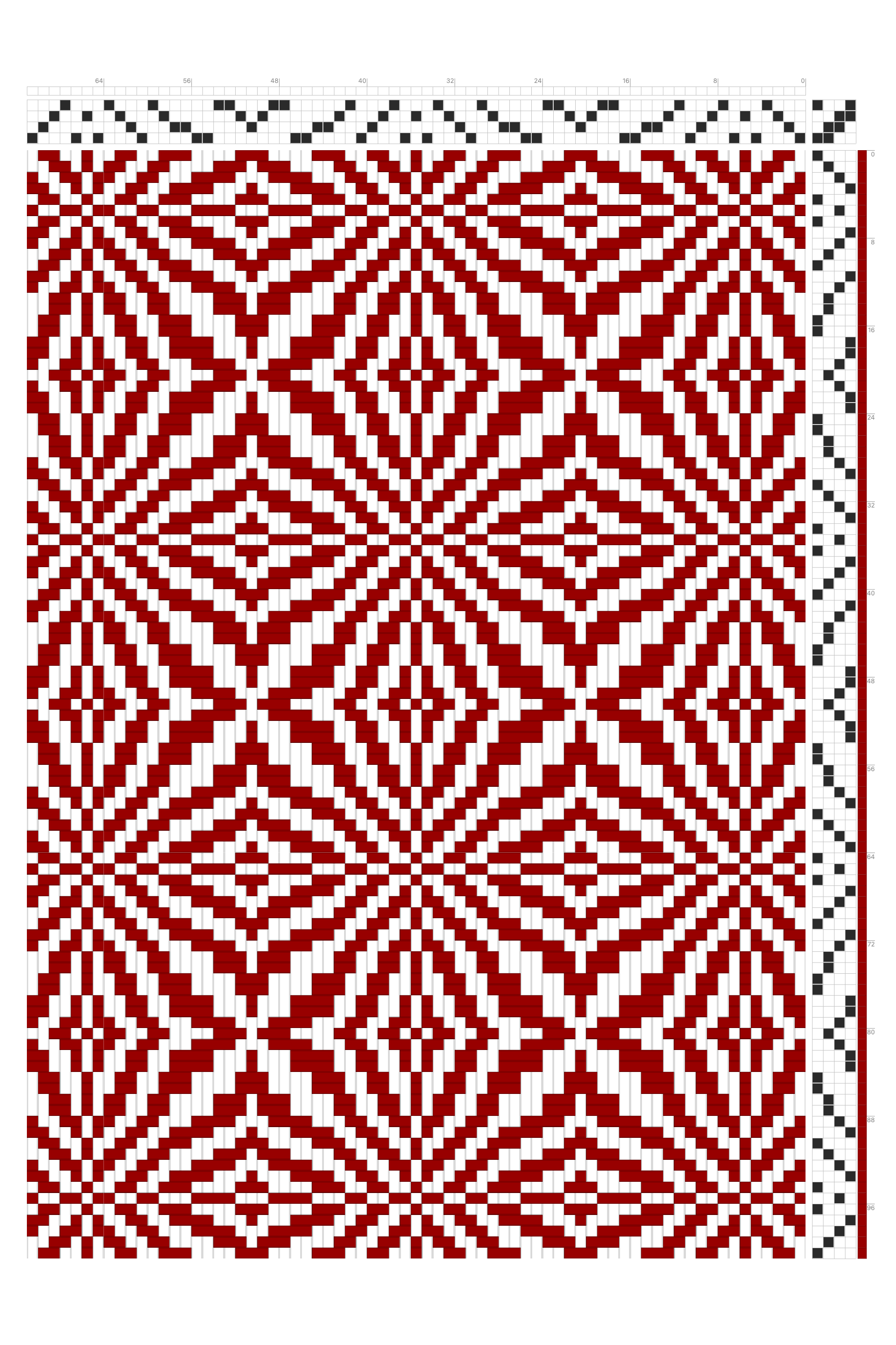 Diagonal Star Poinsettia Weaving Draft in Crimson & White | 4-Shaft 4-Treadle Loom Pattern