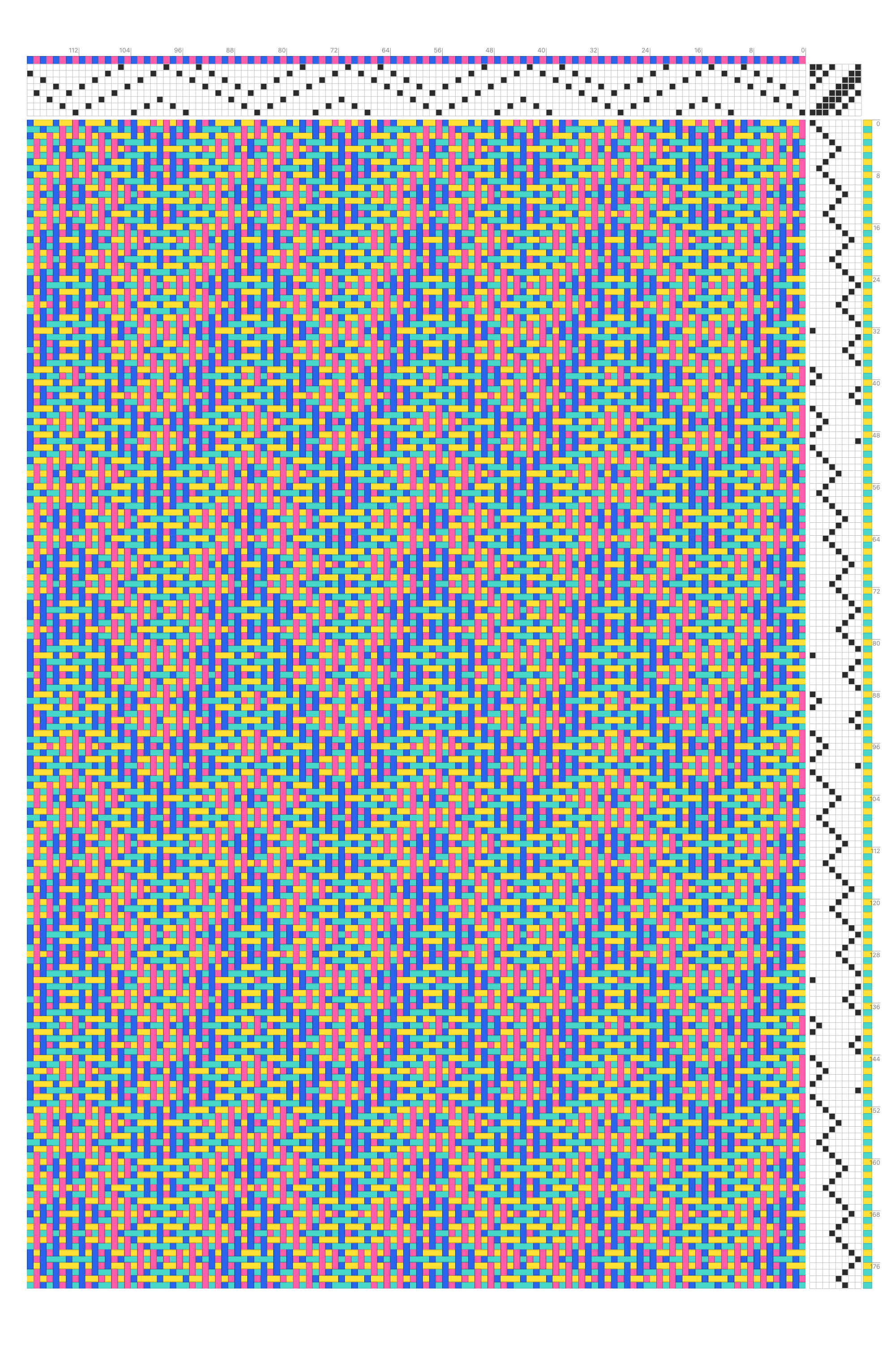 Rainbow Chevron Iris Weave Draft in Neon Multicolor | 8-Shaft 8-Treadle Loom Pattern