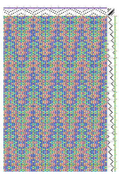 Rainbow Chevron Iris Weave Draft in Neon Multicolor | 8-Shaft 8-Treadle Loom Pattern