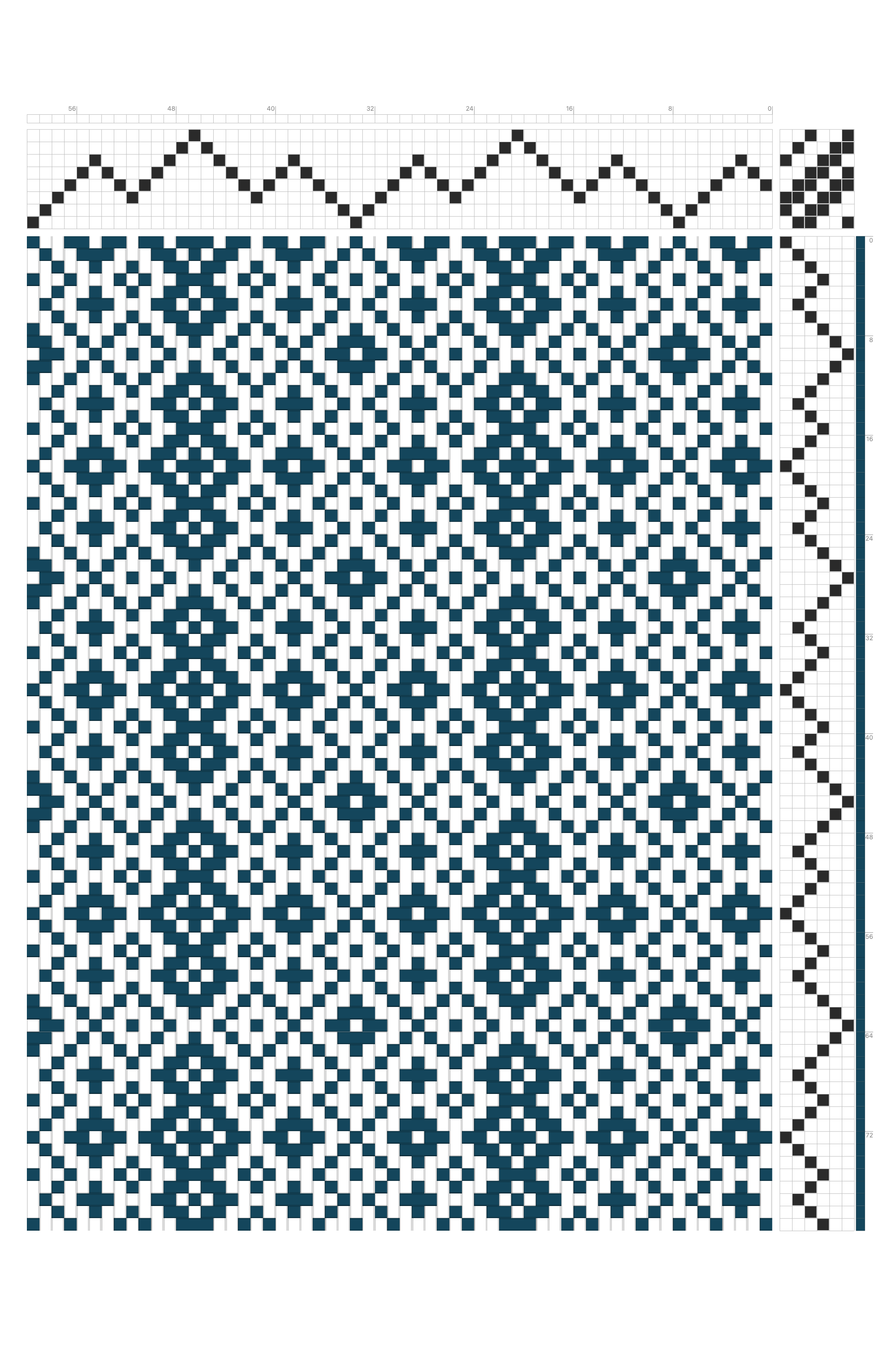 Diamond Lattice Weaving Draft in Deep Teal & White | 8-Shaft 6-Treadle Dobby Loom Pattern