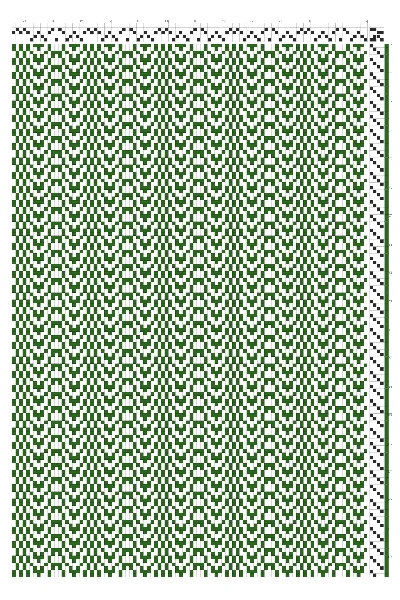 Wavy Stripe & Tabby Weaving Draft in Forest Green & White | 4-Shaft 4-Treadle Loom Pattern