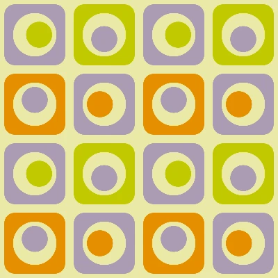 Retro Mod Bullseye Checkers Tile Pattern in Lilac & Chartreuse | Free Geometric Surface Design