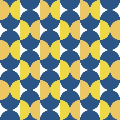 Retro Crescent Moon Tile Seamless Pattern in Navy & Gold