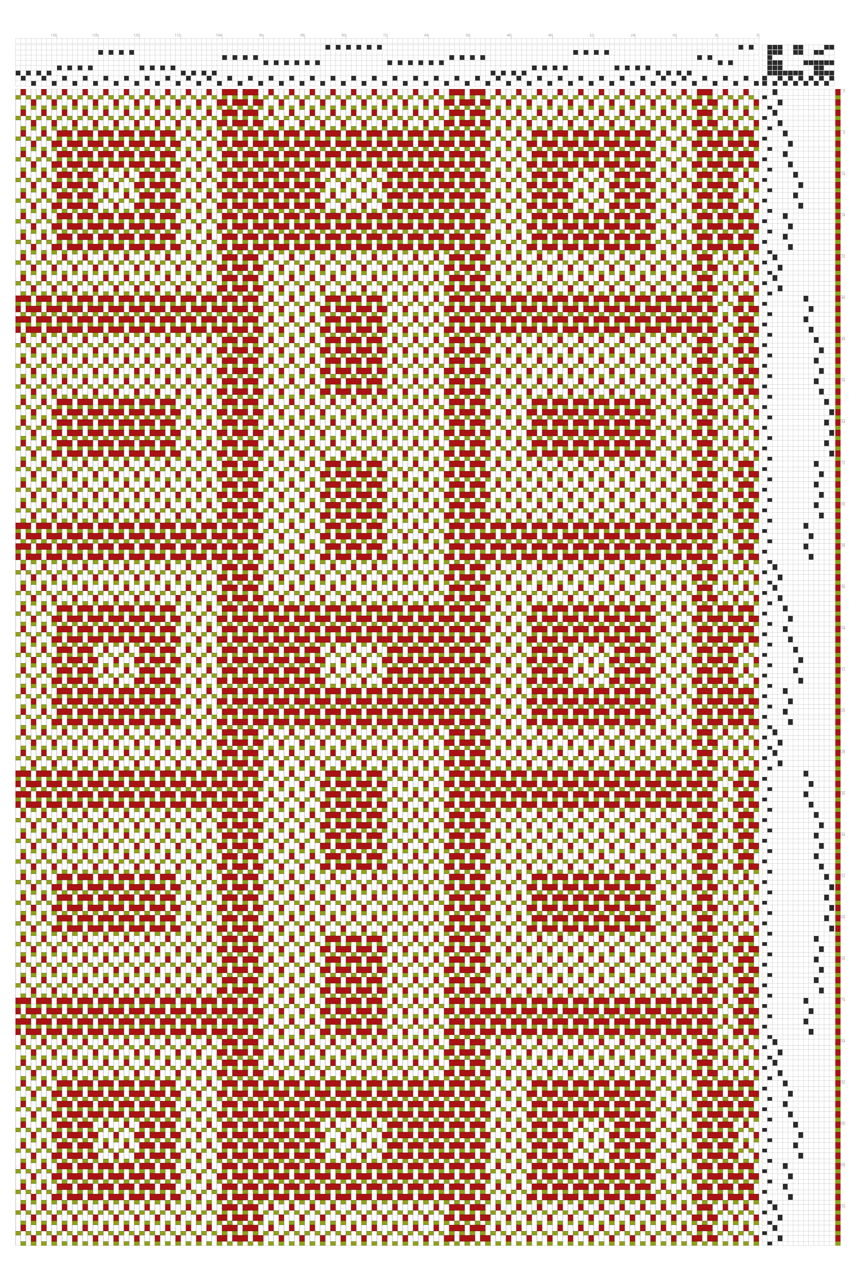 Summer & Winter Meta Block Weaving Draft in Crimson & White | 8-Shaft 14-Treadle Dobby Loom Pattern