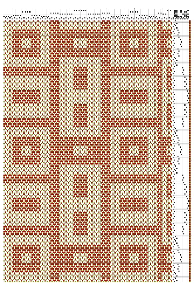 Summer & Winter Meta Block Weaving Draft in Crimson & White | 8-Shaft 14-Treadle Dobby Loom Pattern
