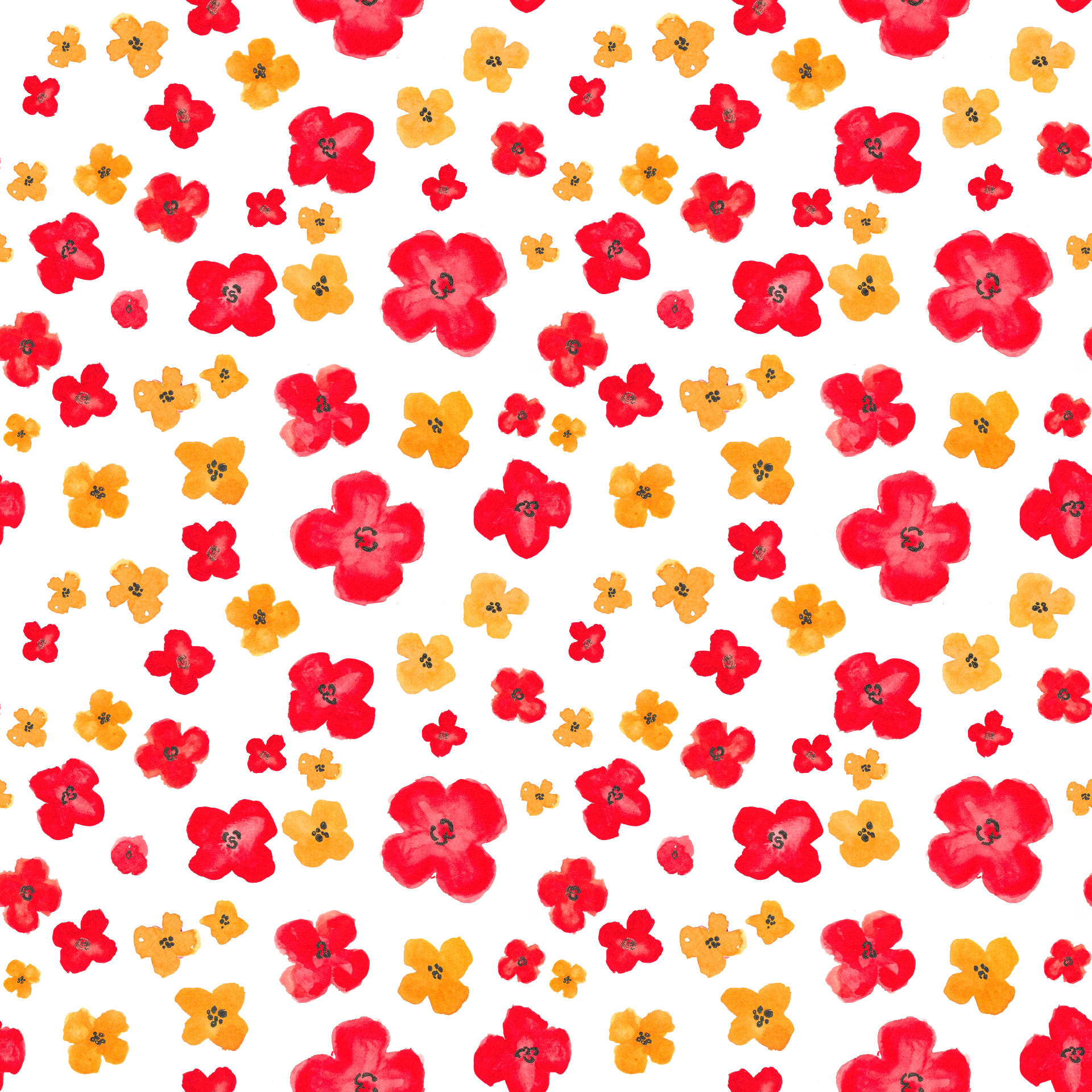 Poppy Floral Watercolor Seamless Pattern
