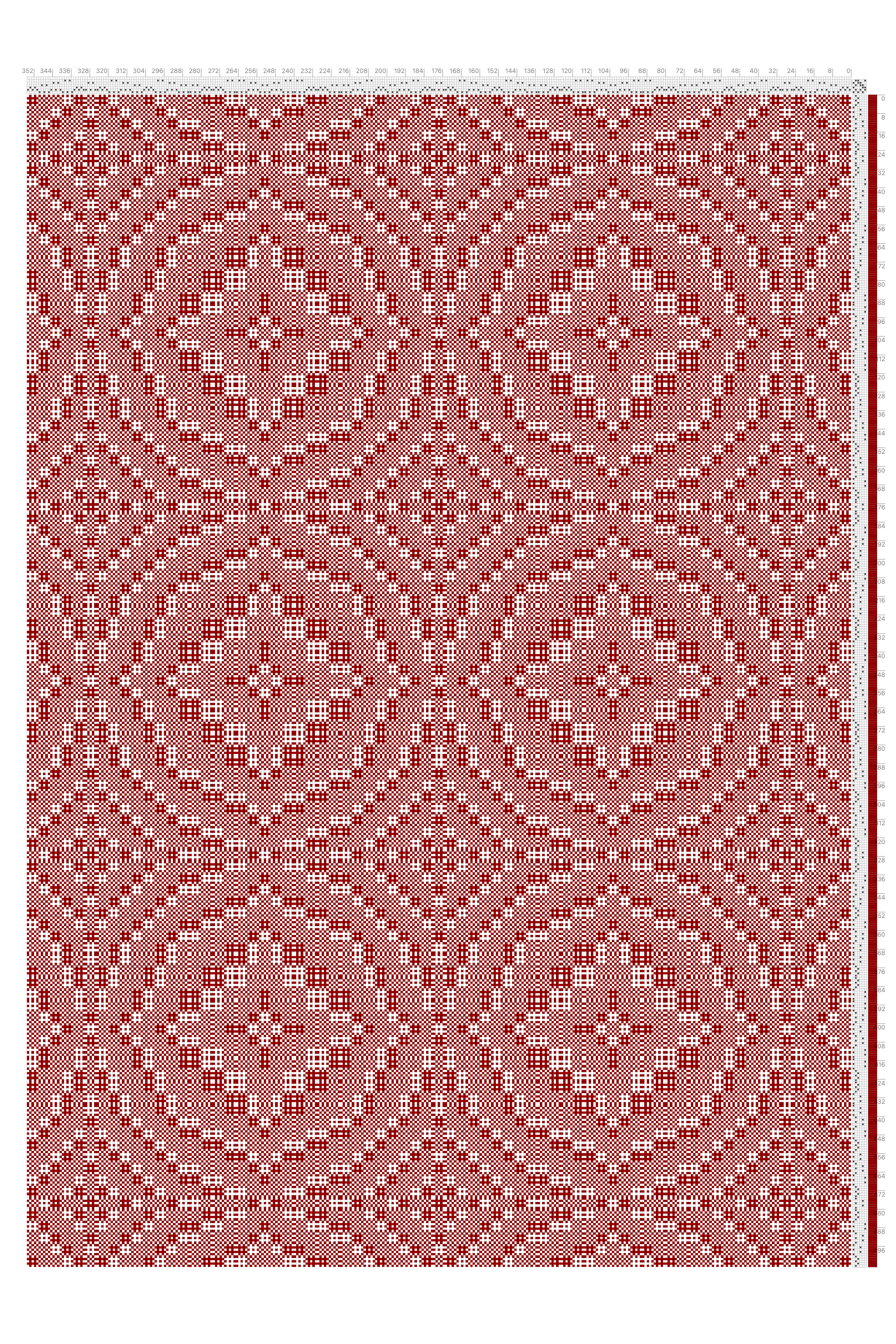 Huck Lace Ornate Medallion Weaving Draft in Crimson & White | 6-Shaft 6-Treadle Loom Pattern